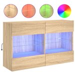 vidaXL Meuble TV mural avec lumières LED chêne sonoma 98 5x30x60 5 cm