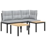 vidaXL Ensemble de banc de jardin avec coussins 3 Pièces noir