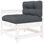 vidaXL Salon de jardin 5 Pièces avec coussins blanc bois massif