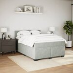 vidaXL Sommier à lattes de lit et matelas Gris clair 140x190cm Velours