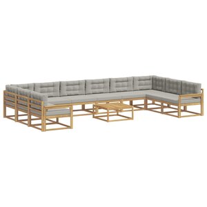 vidaXL Ensemble de canapés d'extérieur 11 pc Blanc et gris clair