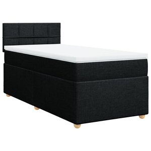 vidaXL Sommier à lattes de lit avec matelas Noir 90x200 cm Tissu