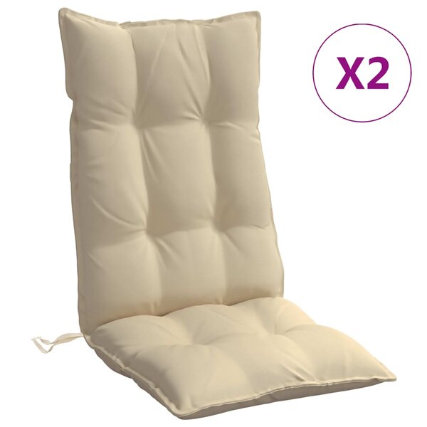 vidaXL Coussins de chaise à dossier haut lot de 2 beige tissu oxford