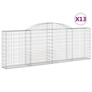 vidaXL Paniers à gabions arqués 13 Pièces 300x30x100/120 cm fer galvanisé