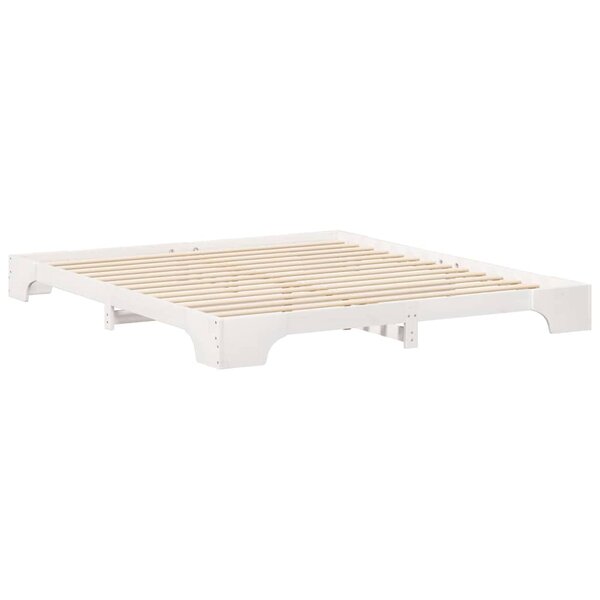 vidaXL Cadre de lit surélevé Blanc 180 x 210 cm Bois massif en pin