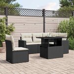 vidaXL Salon de jardin 6 Pièces avec coussins noir résine tressée