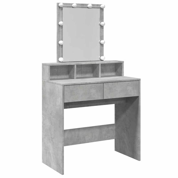 vidaXL Coiffeuse avec LED gris béton 80x41x144 5 cm