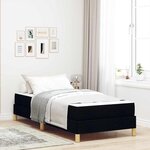 vidaXL Lit à ressorts Noir  Marron 100 x 200 cm Tissu  Bois Engineered