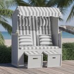 vidaXL Strandkorb avec coussins Résine tressée bois solide gris blanc
