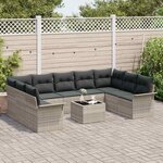 vidaXL Ensemble de canapé de jardin 10 Pièces Gris polyrotin