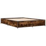 vidaXL Cadre de lit chêne fumé 120x200 cm bois d'ingénierie et métal