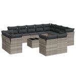vidaXL Salon de jardin avec coussins 13 Pièces gris clair résine tressée