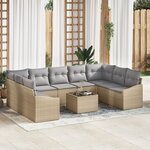 vidaXL Ensemble de jardin 10 pièces avec coussins en rattan synthétique noir