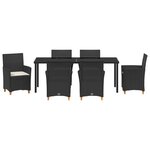 vidaXL Ensemble de salle à manger de jardin 7 pièces avec coussins - Rattan poly noir