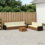 vidaXL Ensemble de canapés d'extérieur 8 pc Naturel et Crème Polyester