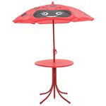 vidaXL Jeu de bistro avec parasol pour enfants 3 Pièces Rouge