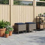 vidaXL 2 pc Pouf de Jardin Rotin PE Gris et bleu marine
