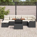 vidaXL Ensemble de canapé de jardin avec coussin 8 Pièces Noir Poly rotin
