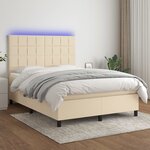 vidaXL Sommier à lattes de lit et matelas et LED Crème 140x200cm Tissu