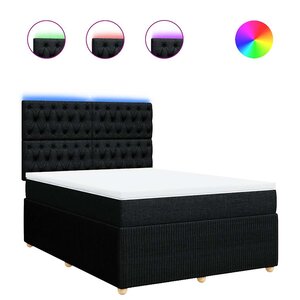 vidaXL Sommier à lattes de lit avec matelas Noir 160x200 cm Tissu