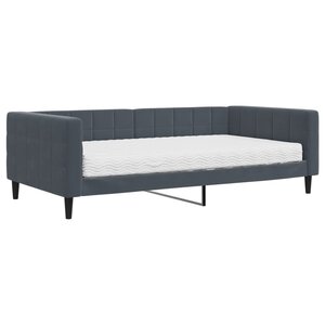 vidaXL Lit de jour avec matelas gris foncé 100x200 cm velours
