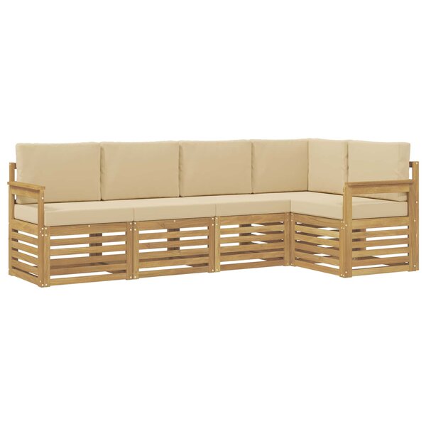vidaXL Ensemble de canapés d'extérieur 5 pc Blanc et Beige Polyester