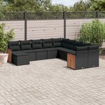vidaXL Salon de jardin 11 Pièces avec coussins noir résine tressée