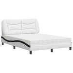 vidaXL Lit avec matelas blanc et noir 140x190 cm similicuir
