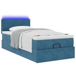 vidaXL Cadre de lit ottoman avec matelas bleu foncé 100x200 cm velours