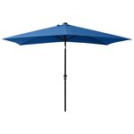 vidaXL Parasol de jardin avec LED et mât en acier bleu azuré 2x3 m