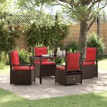 vidaXL Set de Dîner de Jardin 5 Pièces Rattan Poly Marron