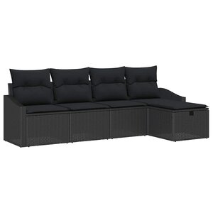 vidaXL Ensemble de canapé de jardin 5 Pièces Noir 233 x 117 x 85 cm