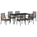 vidaXL Ensemble de salle à manger pour jardin 7 Pièces Noir polyrotin
