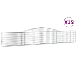 vidaXL Paniers à gabions arqués 15 Pièces 400x30x60/80 cm Fer galvanisé