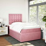 vidaXL Sommier à lattes de lit avec matelas rose 120x190 cm velours