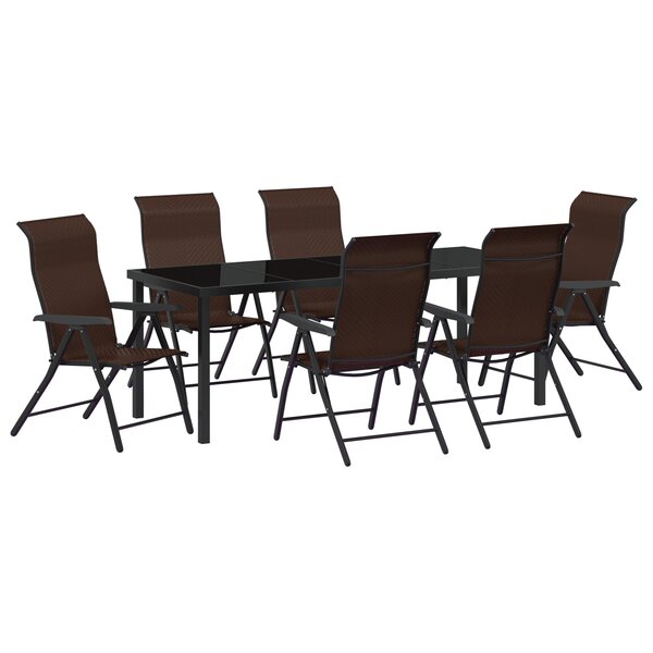 vidaXL Ensemble de 7 repas de jardin en poly rattan marron