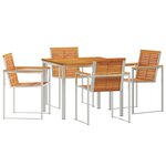 Ensemble de repas de jardin 5 pièces en bois d'acacia vidaXL
