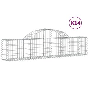 vidaXL Paniers à gabions arqués 14 Pièces 200x30x40/60 cm Fer galvanisé