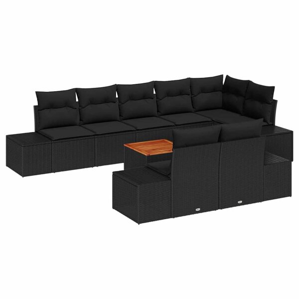 vidaXL Ensemble de canapé de jardin avec stockage 9 Pièces Noir