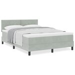 Lit à ressort vidaXL avec matelas Gris clair 160x200 cm Velours