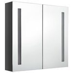 vidaXL Armoire de salle de bain à miroir LED Gris brillant 62x14x60 cm