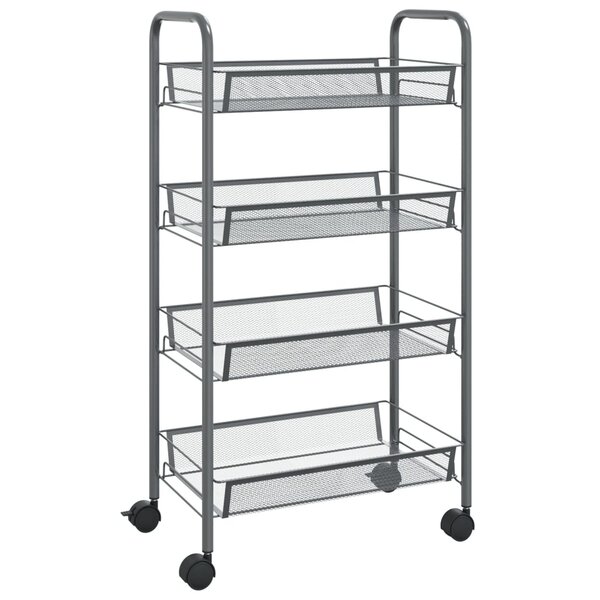 vidaXL Chariot de cuisine à 4 niveaux Gris 46x26x85 cm Fer