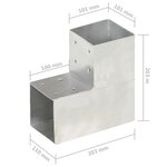 vidaXL Connecteurs de poteau 4Pièces Forme en L Métal galvanisé 101x101mm