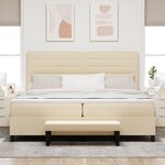 vidaXL Lit Box Spring avec Matelas & Banc Crème 200x200 cm Tissu