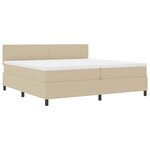 vidaXL Lit à Sommier avec Matelas & Lumière LED Vert Gris 200x200 cm Tissu Côtelé