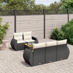 vidaXL Salon de jardin 6 Pièces avec coussins noir résine tressée