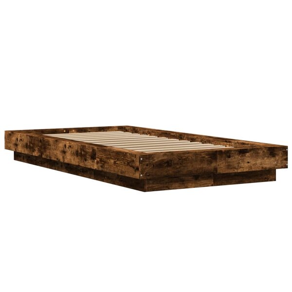 vidaXL Cadre de lit avec lumières LED chêne fumé 90x190 cm