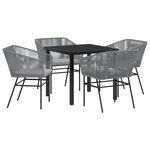 vidaXL Ensemble de salle à manger de jardin 5 pièces avec coussins gris en poly rotin