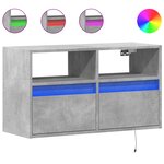 vidaXL Meuble TV mural avec lumières LED gris béton 80x31x45 cm