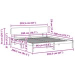 vidaXL Cadre de Lit avec Headboard 200x200 cm Bois de Pin Massif